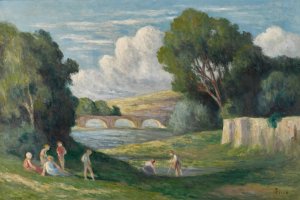 Rolleboise, baigneurs pres du bras de Seine by Maximilien Luce Oil Painting