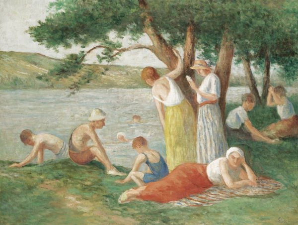 Main Product Photo of Rolleboise, La Baignade Painting by Maximilien Luce