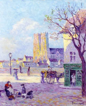 Sainte Croix Cathedral, Rue de la Place de la Bascule in Orleans Oil painting by Maximilien Luce
