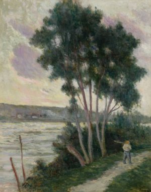 Sandrecourt, le chemin au bord de la riviere by Maximilien Luce Oil Painting