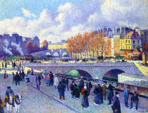 The Seine at Pont Saint-Michel Oil painting by Maximilien Luce