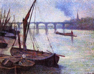 The Thames at London, Vauxhall Bridge Oil painting by Maximilien Luce