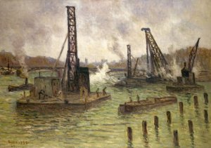 Travaux sur la Seine, au pont des Saints-Peres by Maximilien Luce Oil Painting