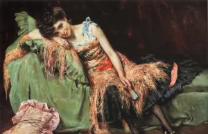 A Spanish Beauty by Maximino Pena Munoz Oil Painting