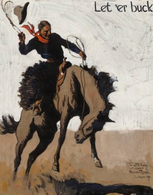 Let 'er Buck! Pendleton Round Up by Maynard Dixon Oil Painting