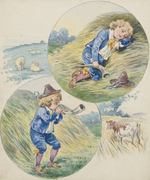 Little Boy Blue by Mcloughlin Bros Oil Painting