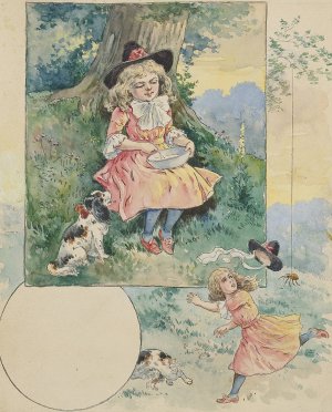 Little Miss Muffet by Mcloughlin Bros Oil Painting