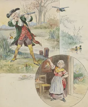 There was a little man, and he had a little gun by Mcloughlin Bros Oil Painting