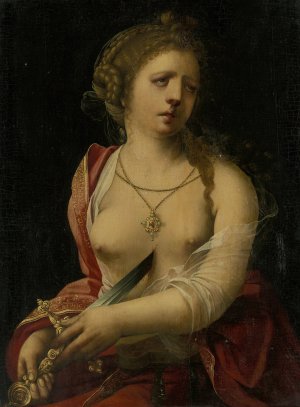 Suicide of Lucretia by Meester Met De Papegaai Oil Painting