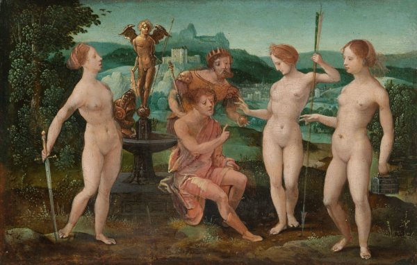 Main Product Photo of Judgment of Paris  Painting by Meester Van De Vrouwelijke Halffiguren