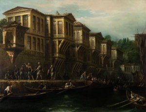 Said Paşa Waterfront Mansion by Megerdich Jivanian Oil Painting