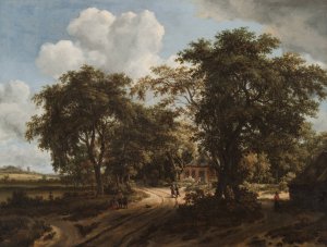 A Cottage in the Woods by Meindert Hobbema Oil Painting