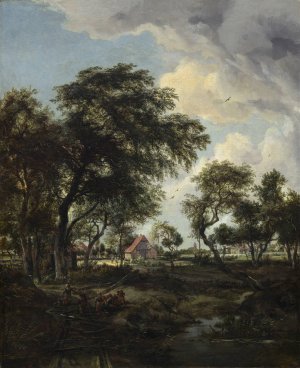 A Farm in the Sunlight by Meindert Hobbema Oil Painting