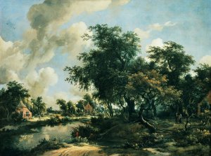A Stormy Landscape by Meindert Hobbema Oil Painting