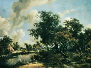 A Stormy Landscape by Meindert Hobbema Oil Painting