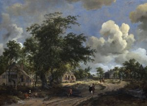 A View on a High Road by Meindert Hobbema Oil Painting