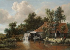 A Watermill by Meindert Hobbema Oil Painting