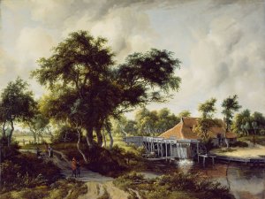 A Watermill by Meindert Hobbema Oil Painting