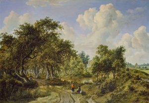 A Wooded Landscape by Meindert Hobbema Oil Painting