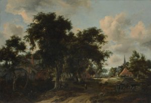 Entrance to a Village by Meindert Hobbema Oil Painting