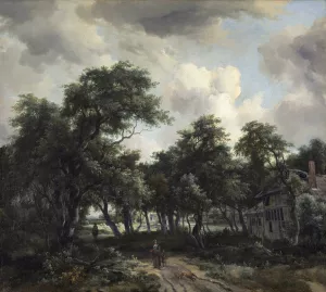 Hut among Trees by Meindert Hobbema Oil Painting