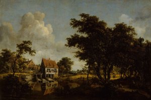 Les Moulins by Meindert Hobbema Oil Painting