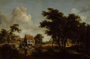 Les Moulins by Meindert Hobbema Oil Painting