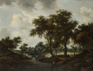 The Water Mill by Meindert Hobbema Oil Painting