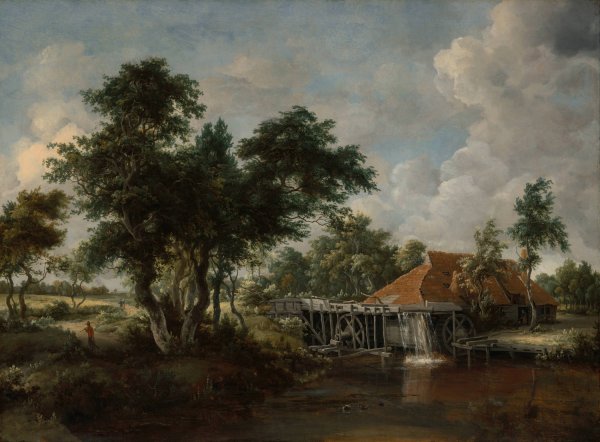 Main Product Photo of The Watermill with the Great Red Roof  Painting by Meindert Hobbema