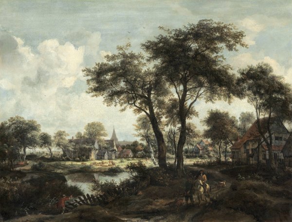 Main Product Photo of Village near a Pool  Painting by Meindert Hobbema