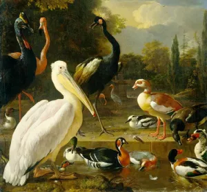 Birds in a Park Oil painting by Melchior Hondecoeter