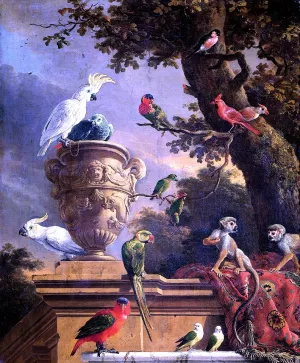 The Menagerie painting by Melchior De Hondecoeter