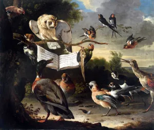 The Morning Birds painting by Melchior De Hondecoeter