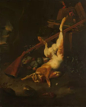 A Hunter's Bag, with Dead Hare by Melchior D'Hondecoeter Oil Painting