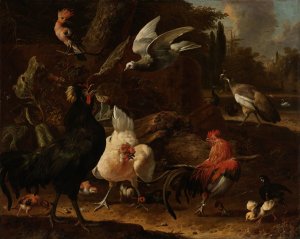 Birds in a Park by Melchior D'Hondecoeter Oil Painting