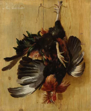 Dead Cock Hanging from a Nail by Melchior D'Hondecoeter Oil Painting
