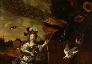 Fillette aux paons by Melchior D'Hondecoeter Oil Painting