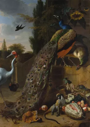 Peacocks by Melchior D'Hondecoeter Oil Painting