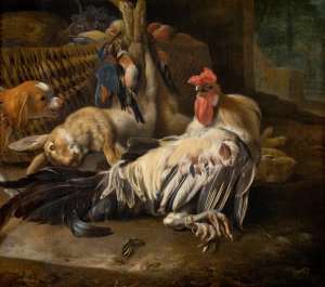Still Life with Cock by Melchior D'Hondecoeter Oil Painting