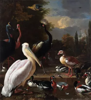 The Floating Feather by Melchior D'Hondecoeter Oil Painting