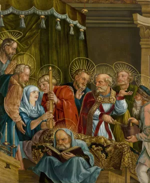 The Deathbed of Mary by Melchior Feselen Oil Painting