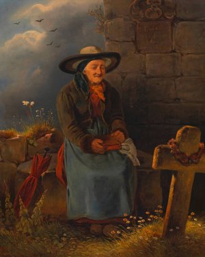 Am Friedhof by Melchior Fritsch Oil Painting