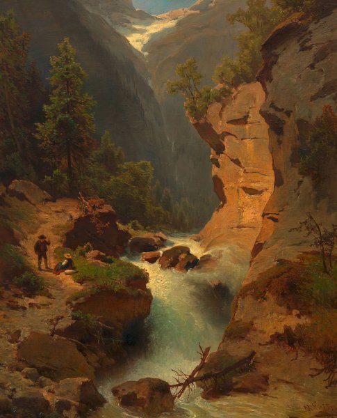 Wasserfall  by Melchior Fritsch - Hand-Painted Oil Painting Reproduction