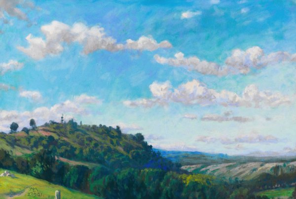 Sommerliche Landschaft im Spessart  by Melchior Lechter - Hand-Painted Oil Painting Reproduction