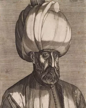 Portrait of Sultan Suleyman the Magnificent by Melchior Lorck Oil Painting
