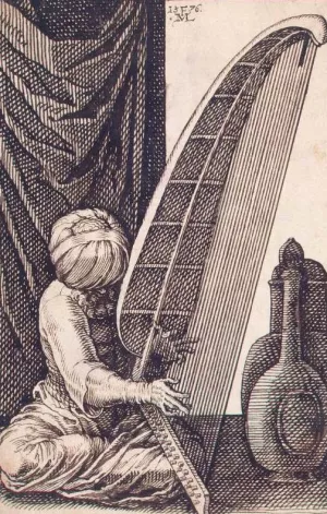 Turk Playing a Harp Oil painting by Melchior Lorck