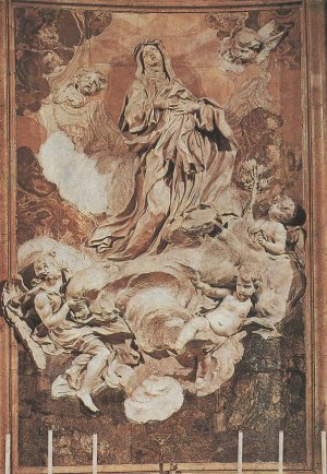 Assumption of St Catherine by Melchiore Caffa Oil Painting