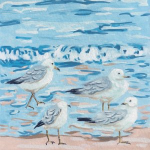 Seagull Birds I by Melissa Wang Oil Painting