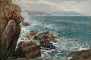 A Rainy Day on the Shore by Menci Clement Crncic Oil Painting
