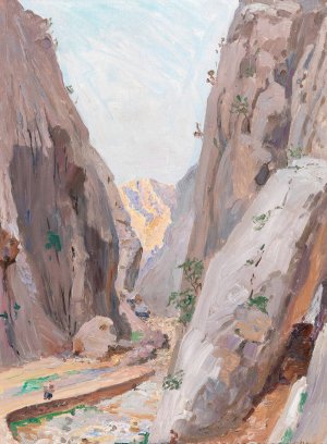 View of the Mountains Near Zadar by Menci Clement Crncic Oil Painting